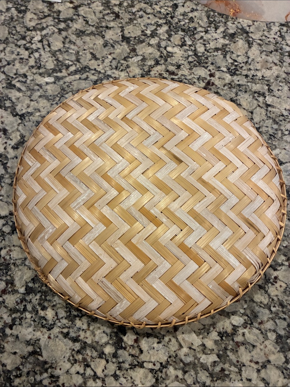 Woven Round Bamboo Tray - Natural Two-Tone